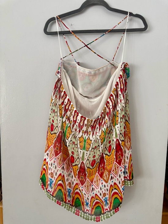 NWOT ZARA Boho Embroidered Mini Dress Strappy Criss Cross Back Multicolor - Picture 3 of 7